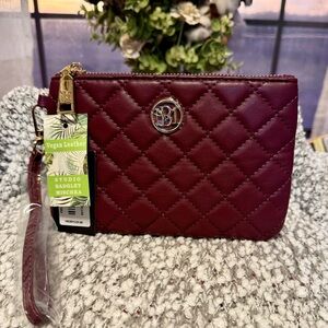 Badgley Mischka Burgundy Quilted Clutch